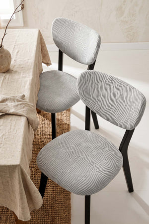 Taş Renk Jakarlı Likralı Esnek Sandalye Kılıfı Takımı - 6'lı Set
