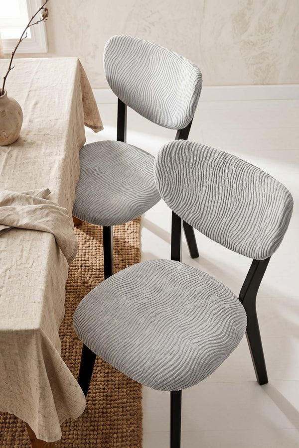 Taş Renk Jakarlı Likralı Esnek Sandalye Kılıfı Takımı - 6'lı Set