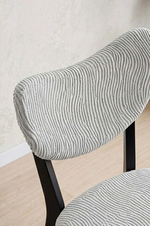 Taş Renk Jakarlı Likralı Esnek Sandalye Kılıfı Takımı - 6'lı Set