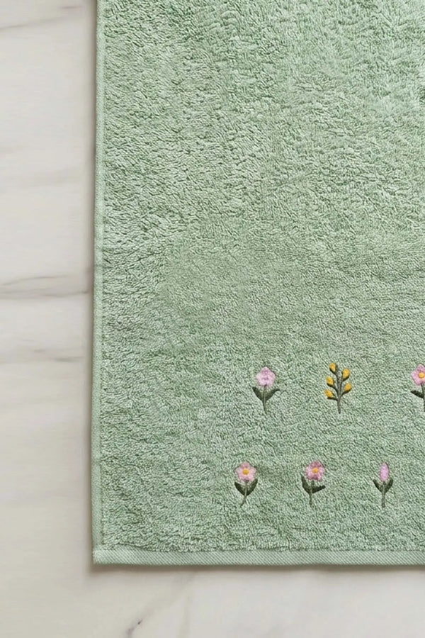 Mini Çiçek Nakışlı %100 Pamuklu 5'li Havlu Seti 50x90 cm