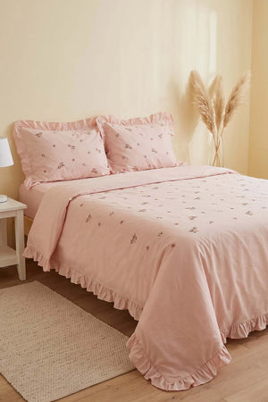 Pembe Daisy Glow Çift Kişilik %100 Pamuklu Nevresim Takımı - 4 Parça – görsel 4