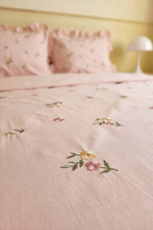 Pembe Daisy Glow Çift Kişilik %100 Pamuklu Nevresim Takımı - 4 Parça – görsel 3