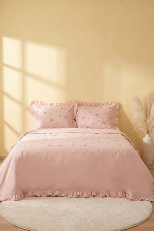 Pembe Daisy Glow Çift Kişilik %100 Pamuklu Nevresim Takımı - 4 Parça – görsel 2