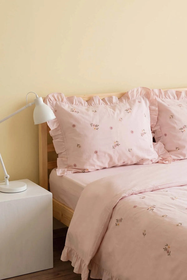 Pembe Daisy Glow Çift Kişilik %100 Pamuklu Nevresim Takımı - 4 Parça – görsel 6