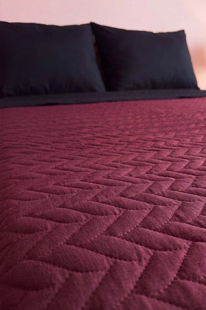 Bordo Ultrasonik Çift Taraflı Çift Kişilik Kapitone Pike & Yatak Örtüsü 180x240 cm