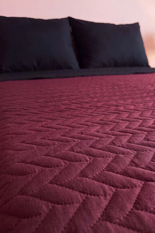 Bordo Ultrasonik Çift Taraflı Çift Kişilik Kapitone Pike & Yatak Örtüsü 180x240 cm