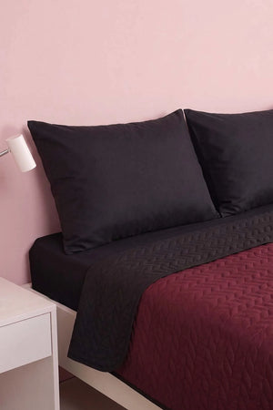 Bordo Ultrasonik Çift Taraflı Çift Kişilik Kapitone Pike & Yatak Örtüsü 180x240 cm