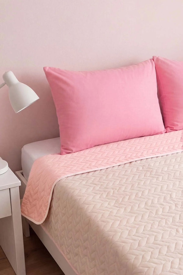 Pudra Ultrasonik Çift Taraflı Çift Kişilik Kapitone Pike & Yatak Örtüsü 180x240 cm