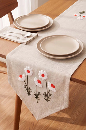 Daisy Puff Kasso Punch İşlemeli Runner 35x110 cm