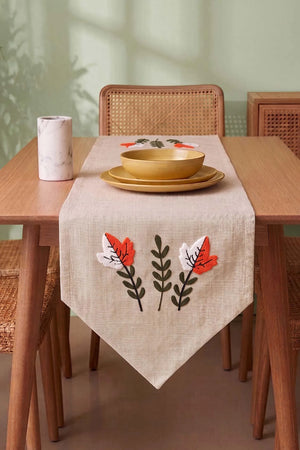 Warm Leaf Kasso Punch İşlemeli Runner 35x110 cm