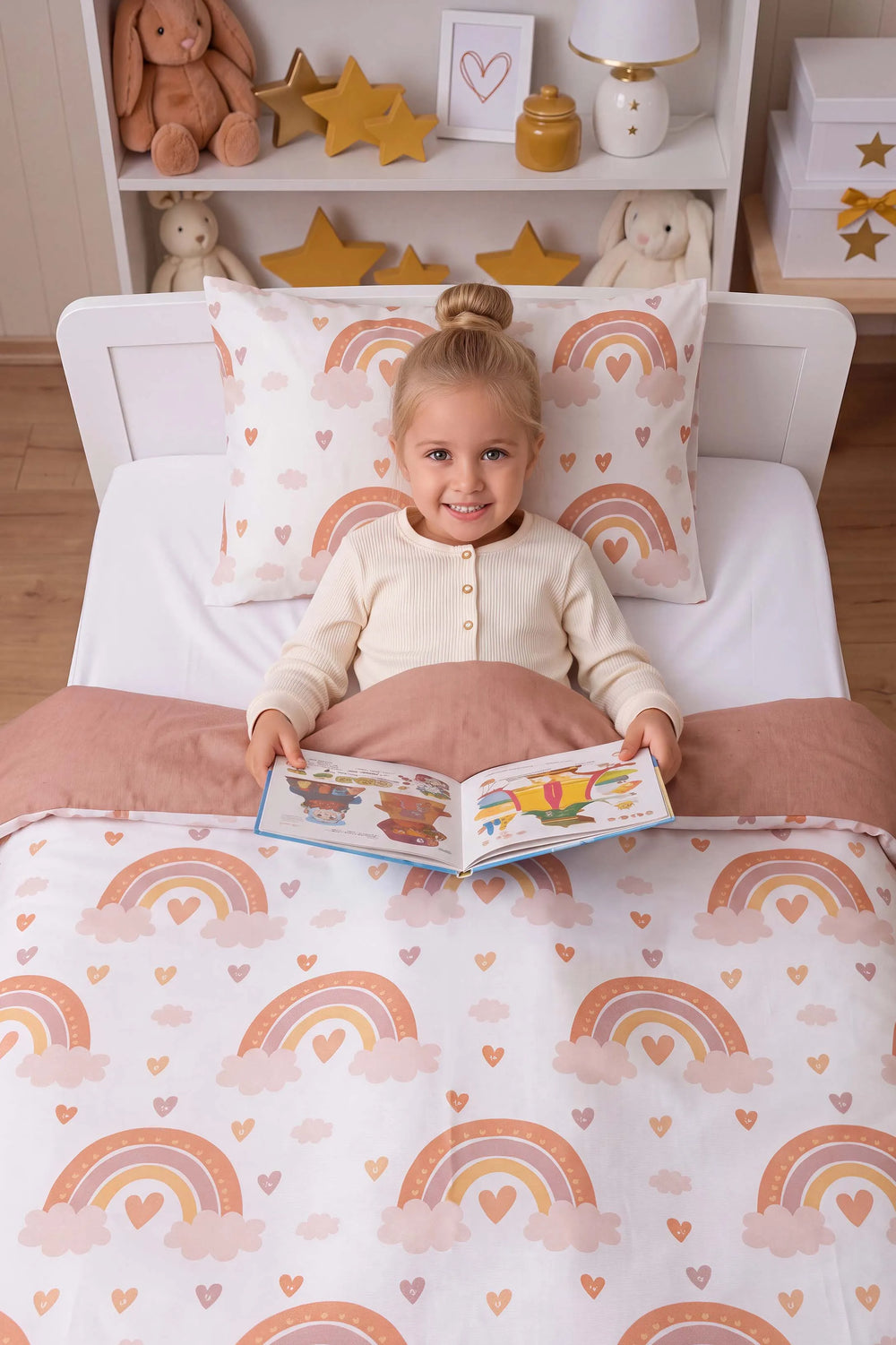 Bohem Pastel Gökkuşağı Tek Kişilik Pamuklu Çocuk Nevresim Takımı