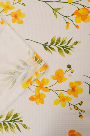 Sarı Daisy Çift Kişilik Baskılı Pike & Yatak Örtüsü 210x230 cm