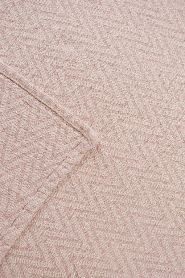 Pudra Zigzag Çift Kişilik Baskılı Pike & Yatak Örtüsü 210x230 cm
