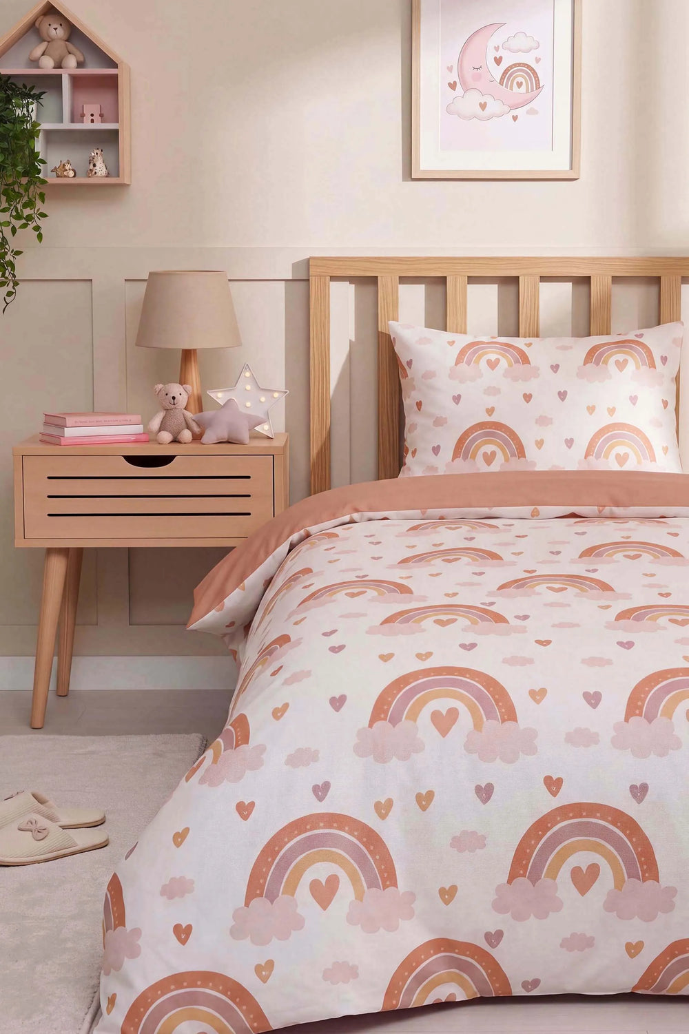 Bohem Pastel Gökkuşağı Tek Kişilik Pamuklu Nevresim Takımı