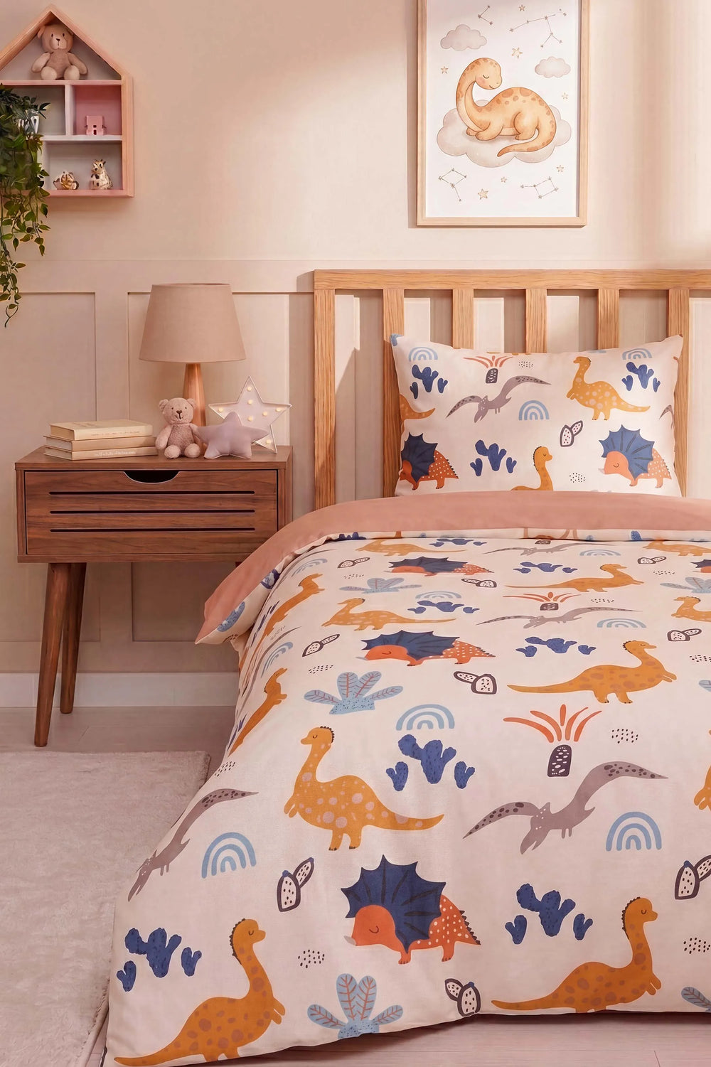 Dinozorlar Tek Kişilik Pamuklu Çocuk Nevresim Takımı