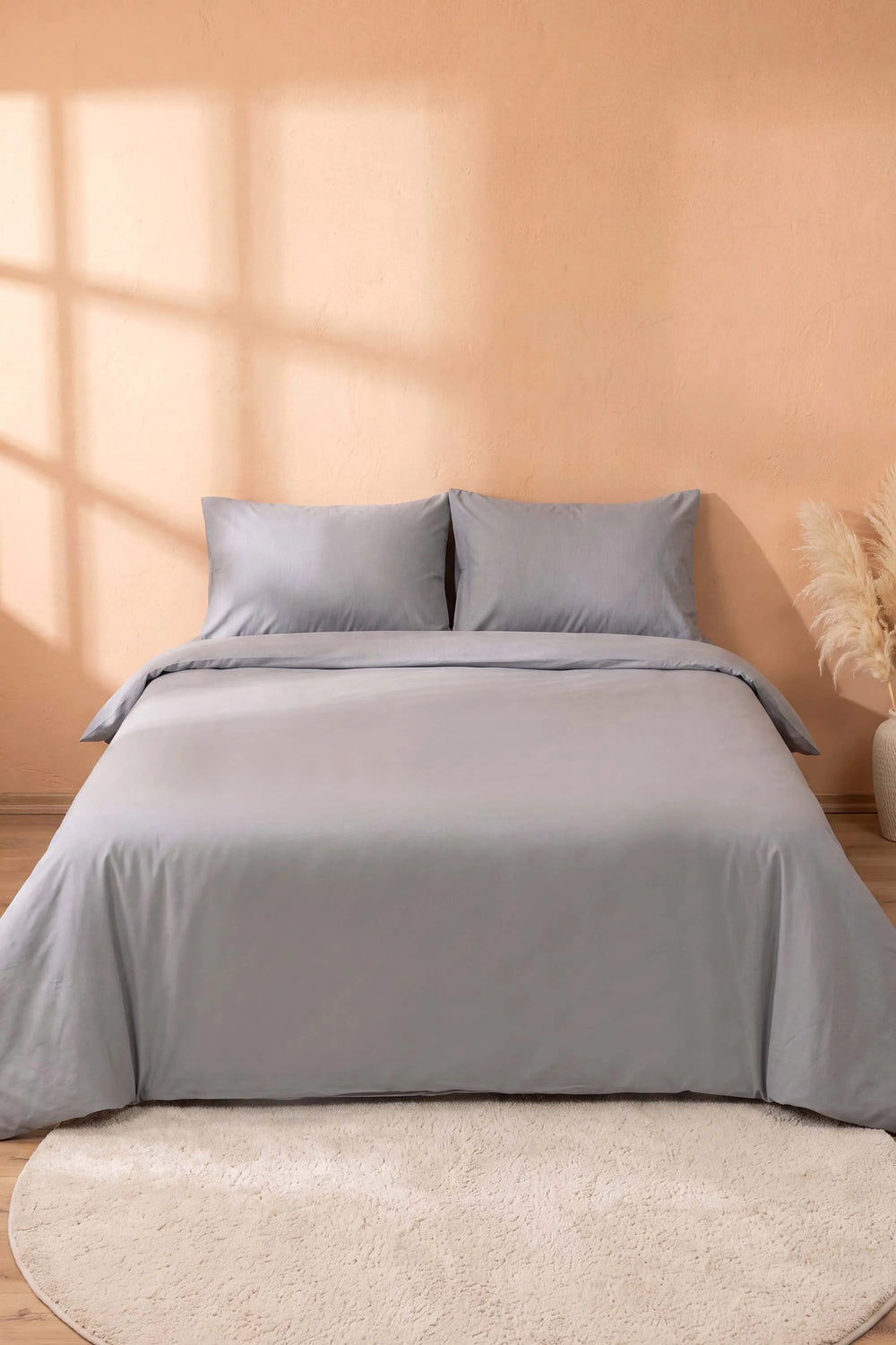 Soft Gri %100 Pamuklu Ranforce Çift Kişilik Nevresim Takımı – 4 Parça