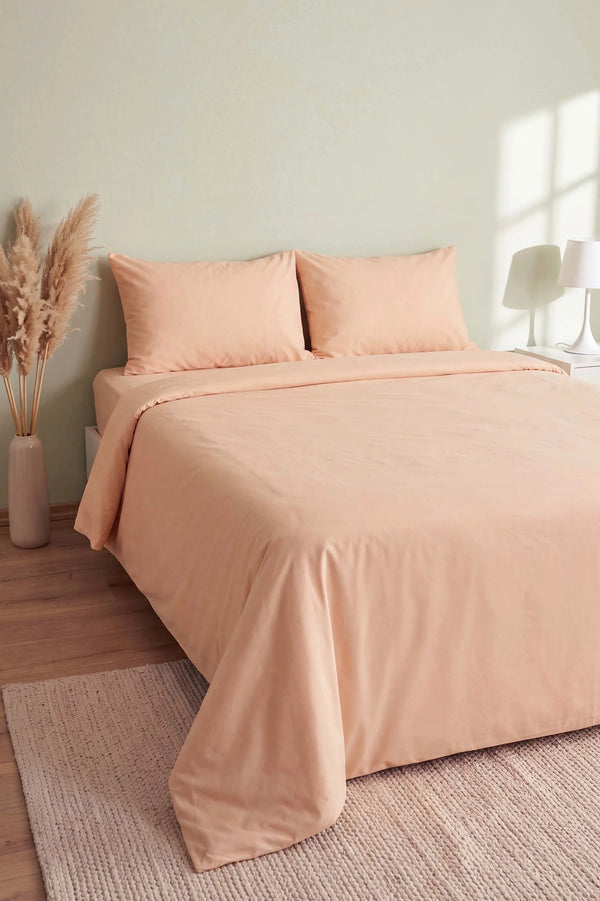 Soft Turuncu %100 Pamuklu Ranforce Çift Kişilik Nevresim Takımı – 4 Parça