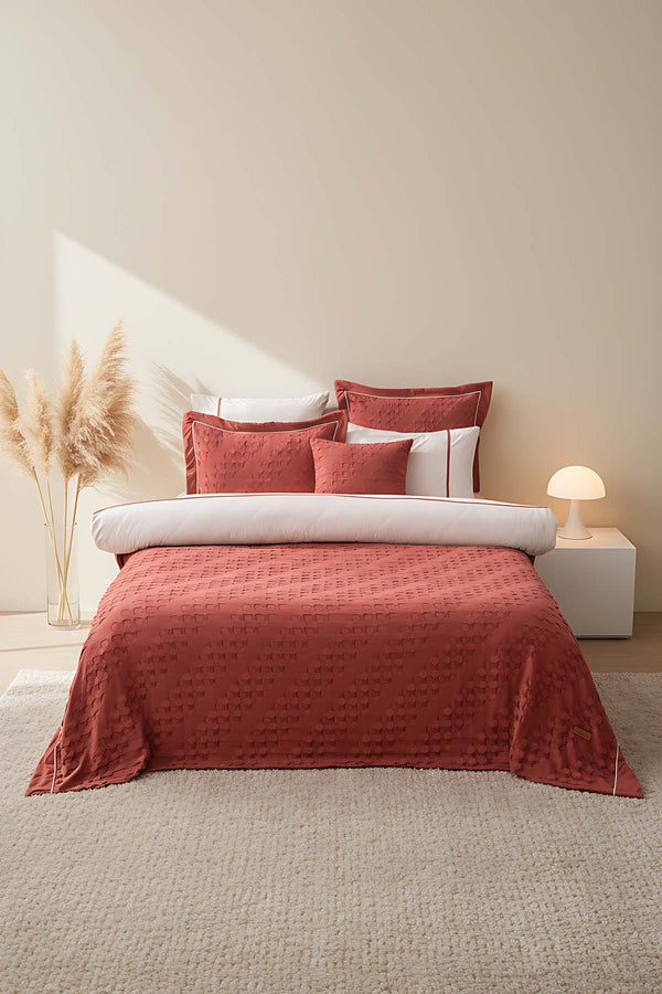 Helen Kiremit Çift Kişilik Nevresimli %100 Pamuklu Yatak Örtüsü - 7 Parça Çeyiz Seti