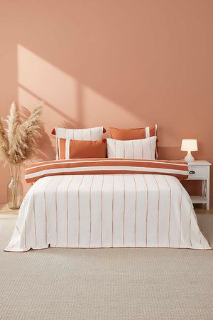 Eva Bakır Çift Kişilik Nevresimli %100 Pamuklu Yatak Örtüsü - 7 Parça Çeyiz Seti