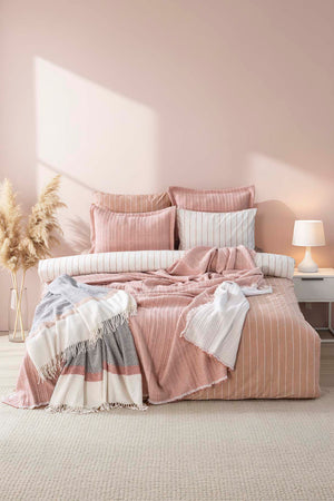 Efekt Pudra Çift Kişilik Nevresimli Yatak Örtüsü - 8 Parça Çeyiz Seti