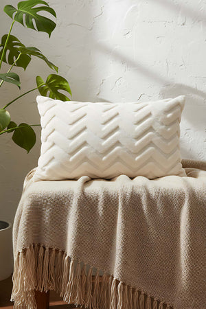 Bohem Özel Tasarım Punch Dikdörtgen Zik Zak Desen Dekoratif Kırlent Kılıfı