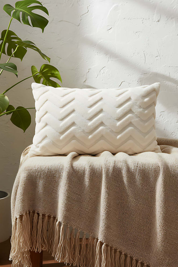 Bohem Özel Tasarım Punch Dikdörtgen Zik Zak Desen Dekoratif Kırlent Kılıfı