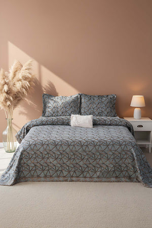 Eliz Yeşil Çift Kişilik Yatak Örtüsü Takımı 4 Parça Uyku & Çeyiz Seti