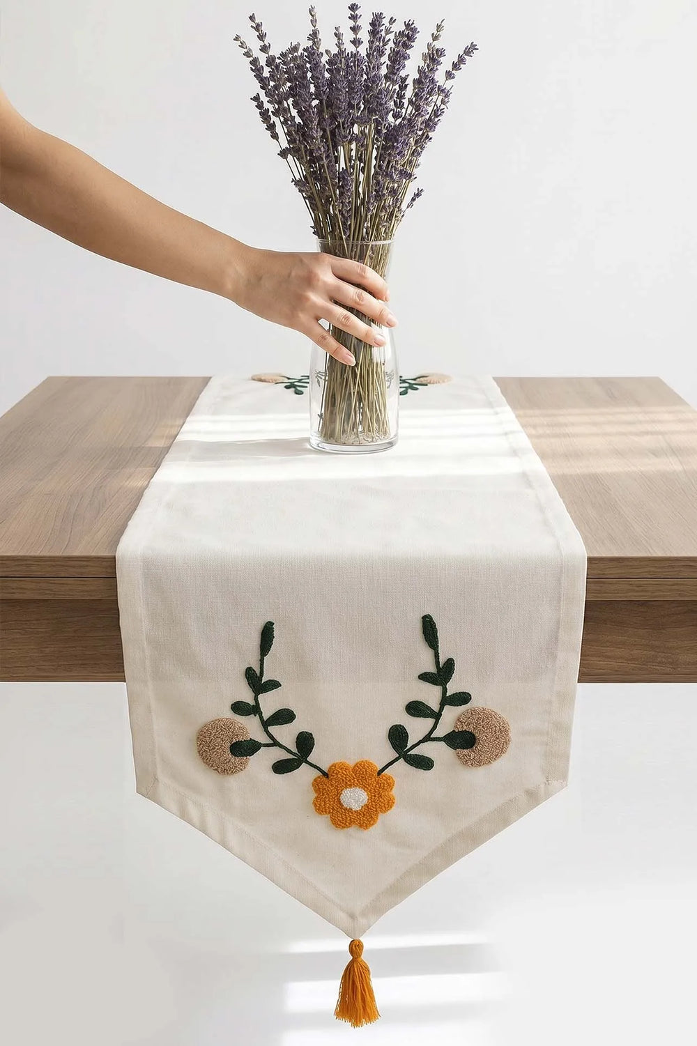 Sarı Papatya Punch İşlemeli Runner 35x140 cm