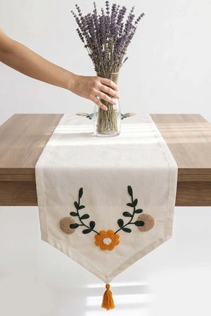 Sarı Papatya Punch İşlemeli Runner 35x140 cm