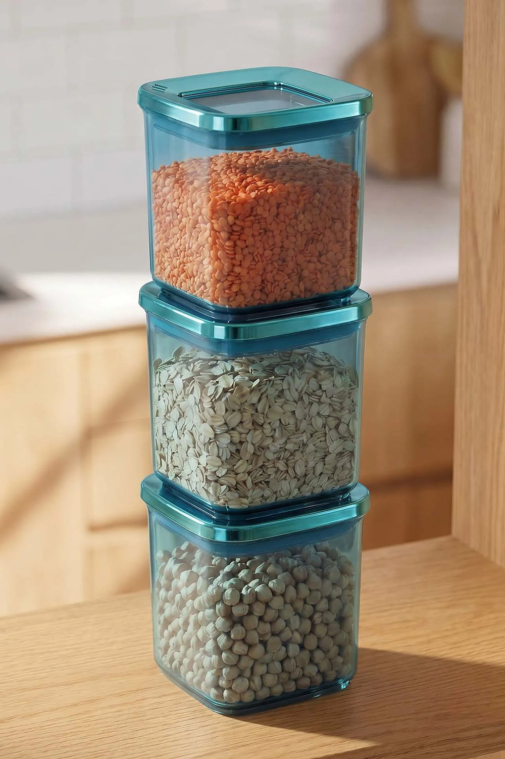 Mavi Vakumlu Hava Geçirmez 3’lü Saklama Kabı - 700 ml