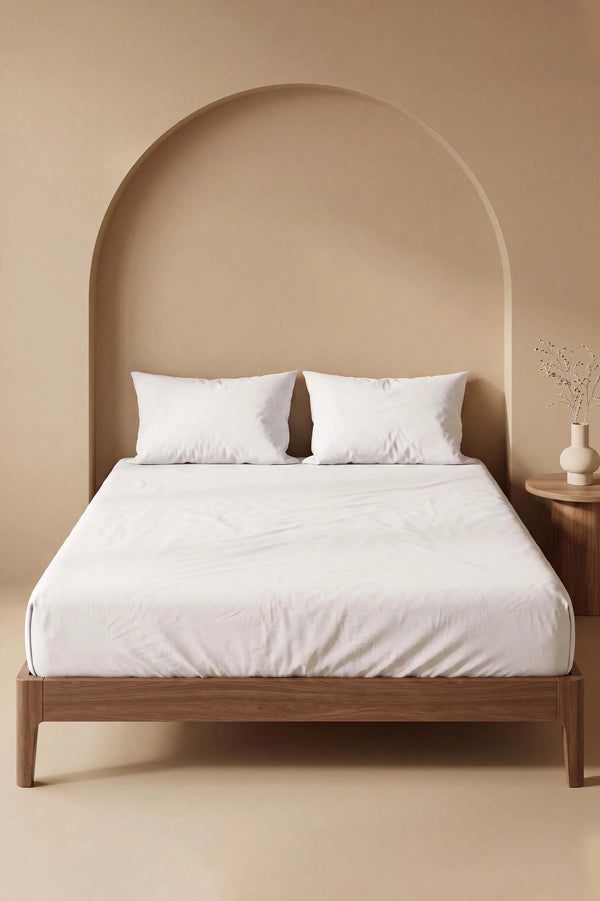 Beyaz Pamuklu Çift Kişilik Lastikli Çarşaf 160x200