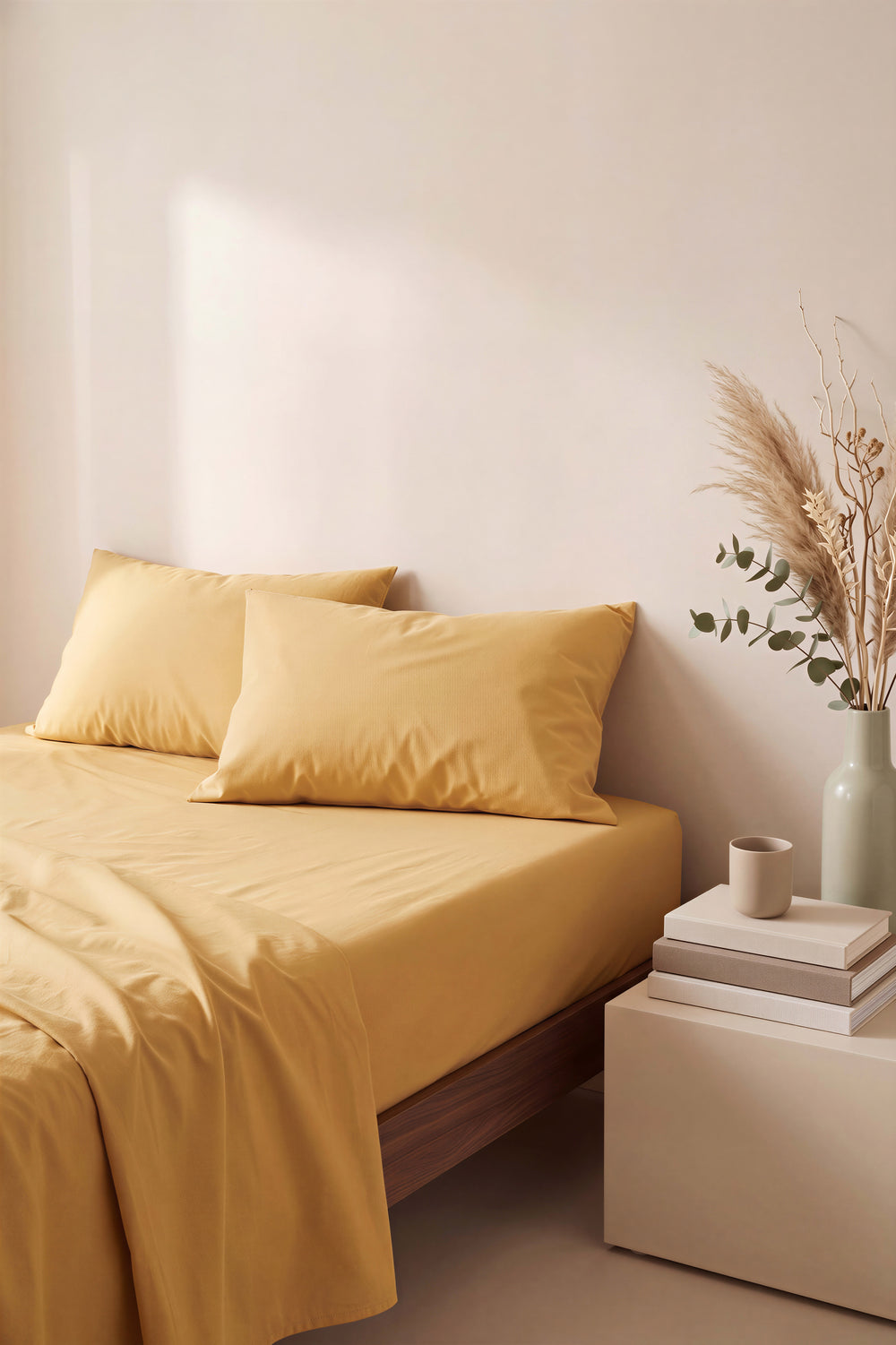 Sarı Çift Kişilik Düz Çarşaf Takımı 160x200 cm - 3 Parça