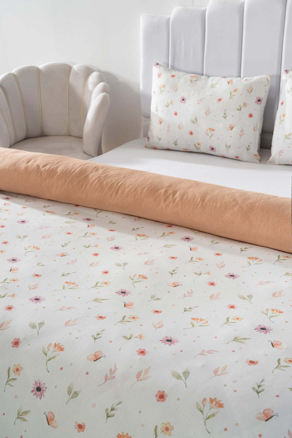 Soft Çiçekli Outlet Tek Kişilik Nevresim Takımı Pamuklu