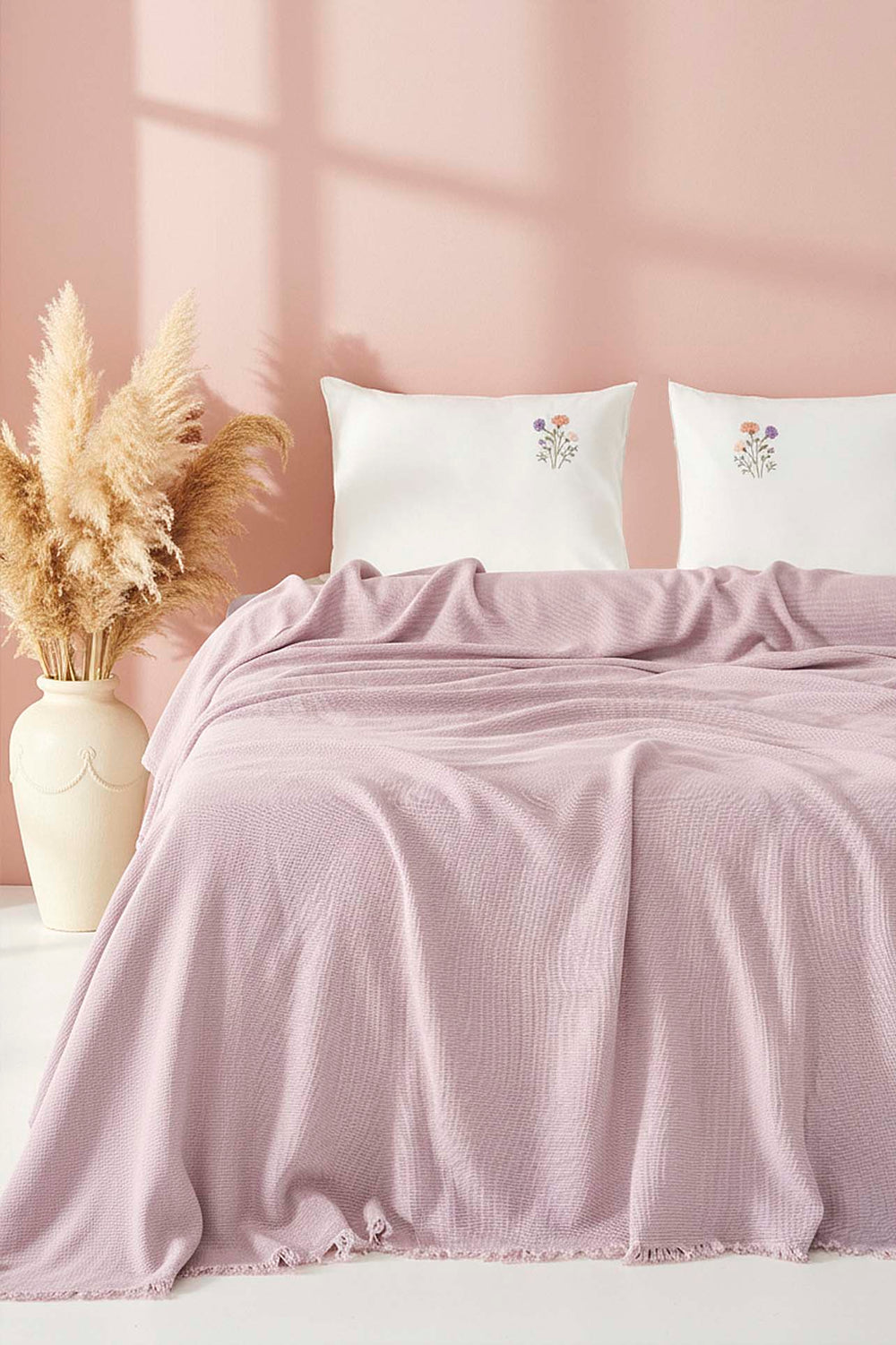 Missera Rose Nakışlı Çift Kişilik Pike Takımı - 4 Parça Çeyiz Seti