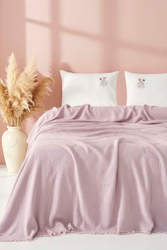 Missera Rose Nakışlı Çift Kişilik Pike Takımı - 4 Parça Çeyiz Seti