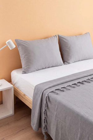 Gri Natural Çift Kişilik Pike & Yatak Örtüsü 200x230 cm – görsel 5