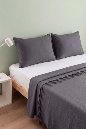 Antrasit Natural Çift Kişilik Pike & Yatak Örtüsü 200x230 cm – görsel 6