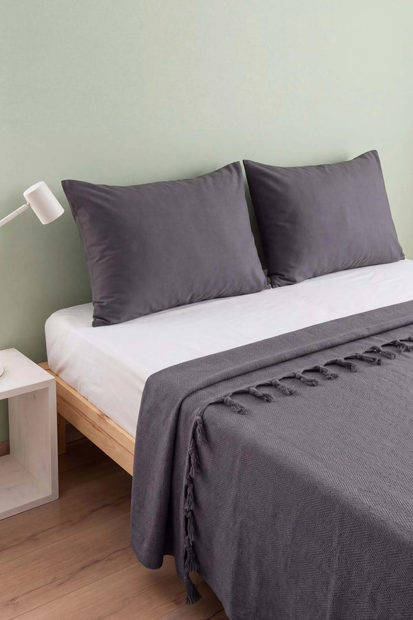 Antrasit Natural Çift Kişilik Pike & Yatak Örtüsü 200x230 cm – görsel 6