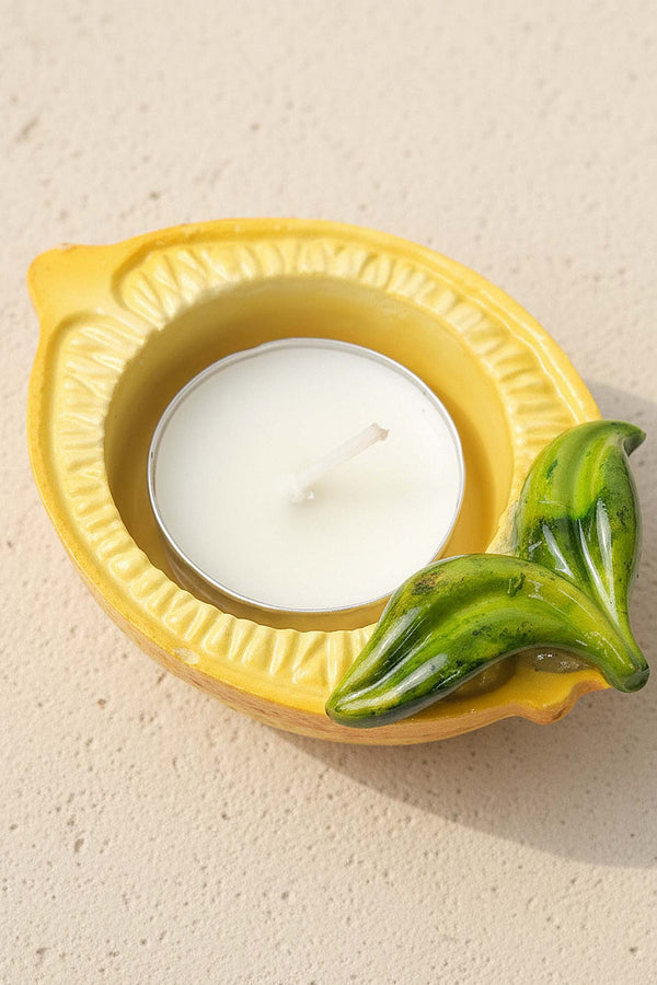Limon Tasarımlı Dekoratif Sarı Mumluk