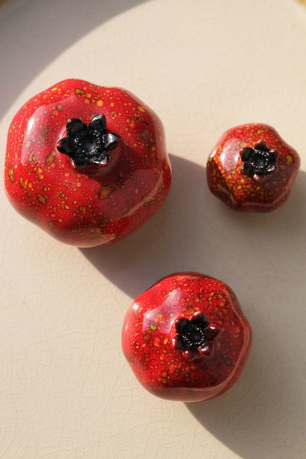 3’lü Parlak Nar Dekoratif Obje Seti