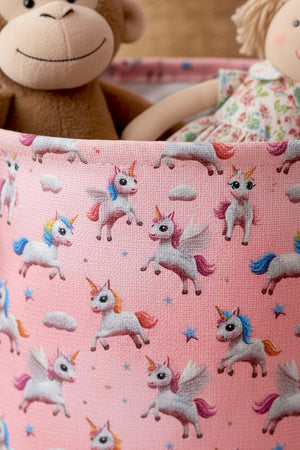 Unicorn Desenli Oyuncak & Çamaşır Sepeti