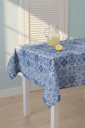 Mavi Çini Desenli Masa Örtüsü, Sofra Bezi, Piknik Örtüsü