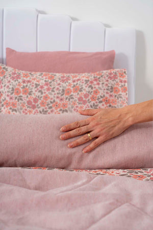 Pembe Bahar Çift Kişilik Nevresimli Pike Takımı - 7 Parça Çeyiz Seti