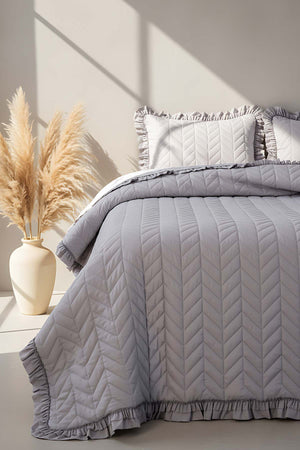 Miranda Fırfırlı Çift Kişilik Yatak Örtüsü Takımı 3 Parça Uyku & Çeyiz Seti