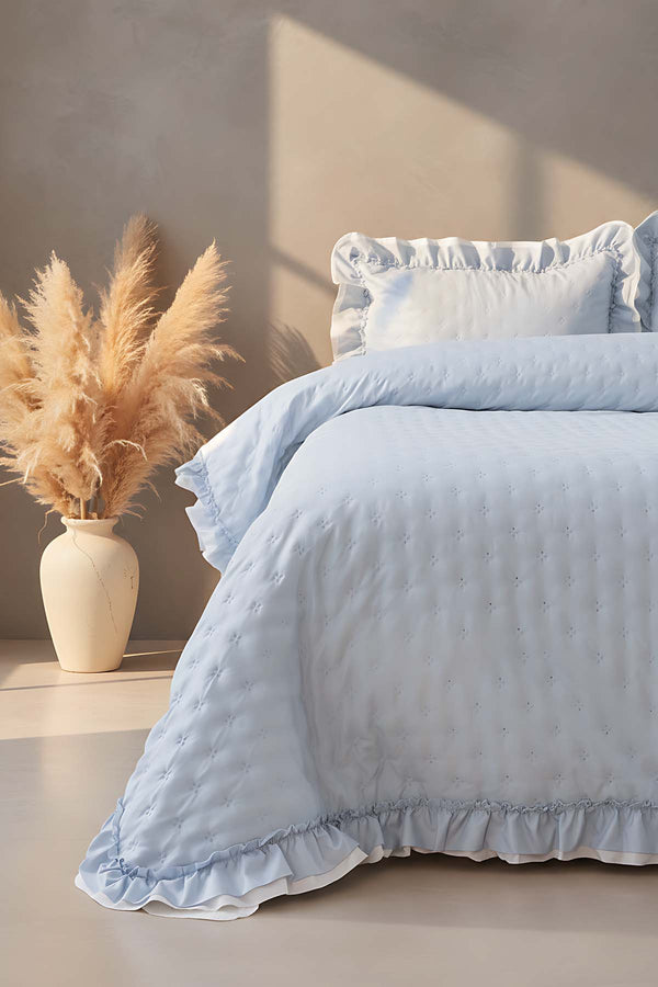 Hola Gri Çift Kişilik Yatak Örtüsü Takımı 3 Parça Uyku & Çeyiz Seti