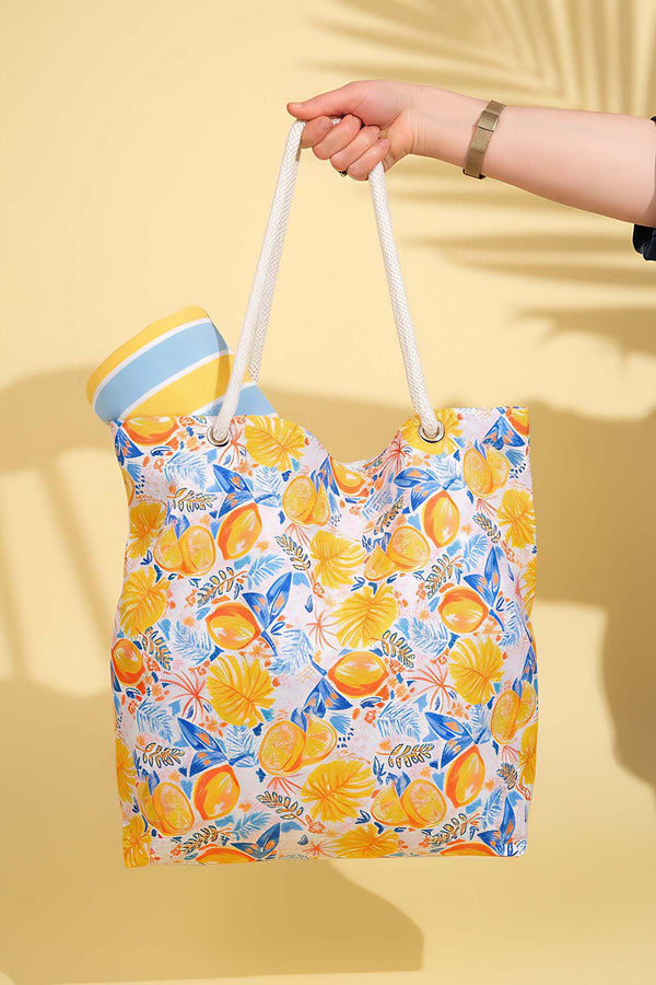 Limon Desenli Plaj Çantası
