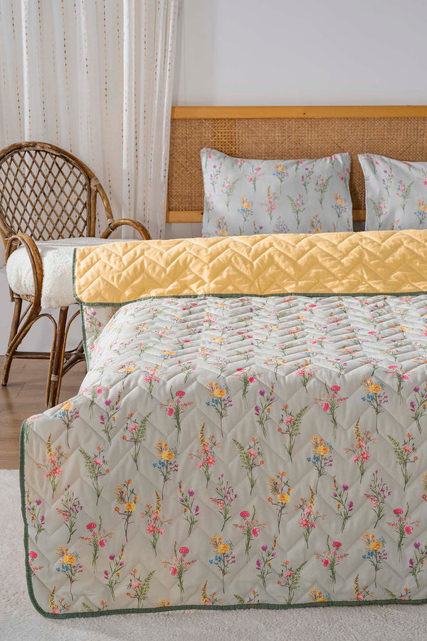 Begonvil Tek Kişilik Outlet Pamuklu Kapitone Pike & Çok Amaçlı Yatak Örtüsü