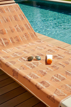 Turuncu Aztec %100 Pamuklu Plaj Havlusu 70x140 cm