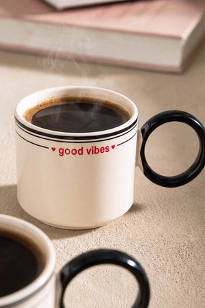 Siyah Good Vibes Stackable Halka Kulplu Fincan – 2 Adet