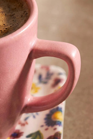 Pembe Keraart Springtime Doğaltaş 2 Kişilik Kahve Sunum Seti - 4 Parça